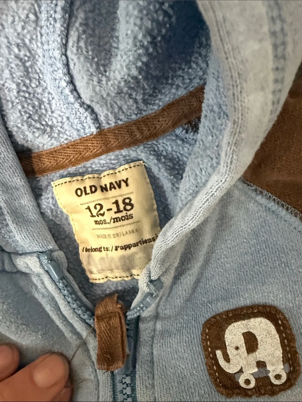 Old Navy Light Blue and Brown Hooded Zip Sweatshirt 2010